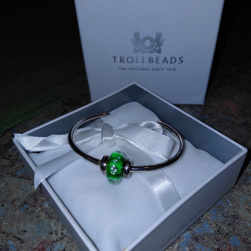 Trollbeads Green Glass and Silver Bangle Bracelet - Picture 5 of 5